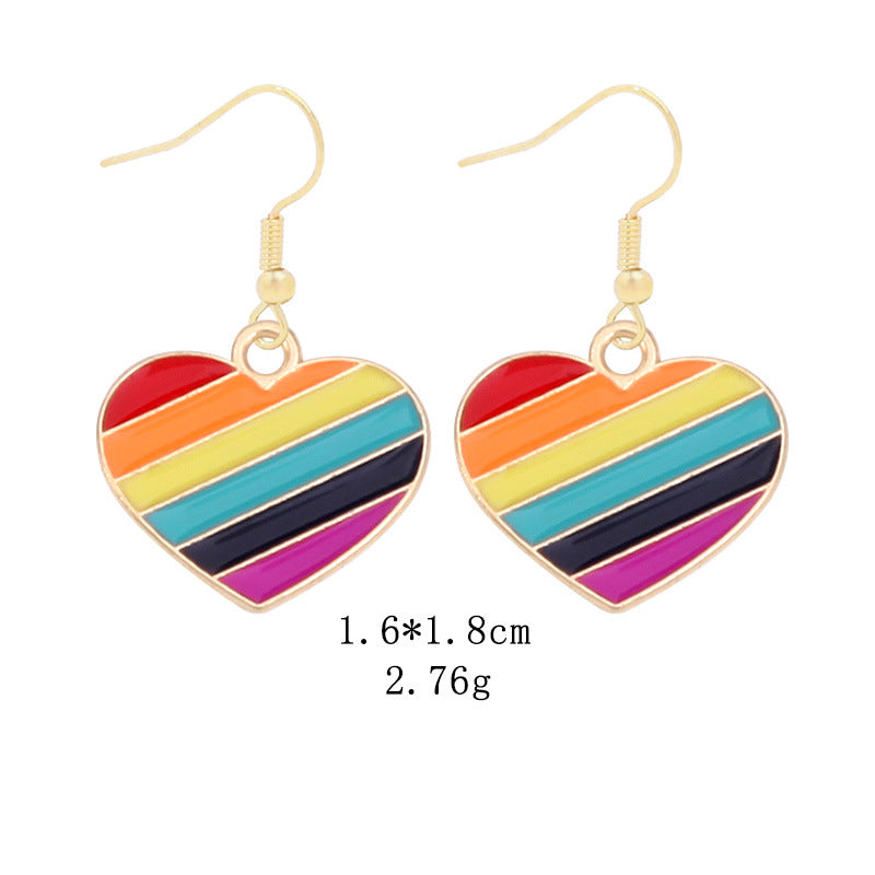 Wholesale LGBT Pride Month Rainbow Alloy Earrings ACC-ES-BinLi002