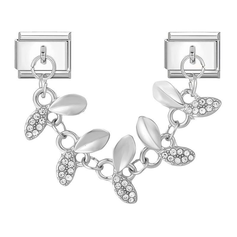 Wholesale 9mm Italian Charm Starter Bracelets DIY Double Hanger Stainless Steel Composable Bracelet