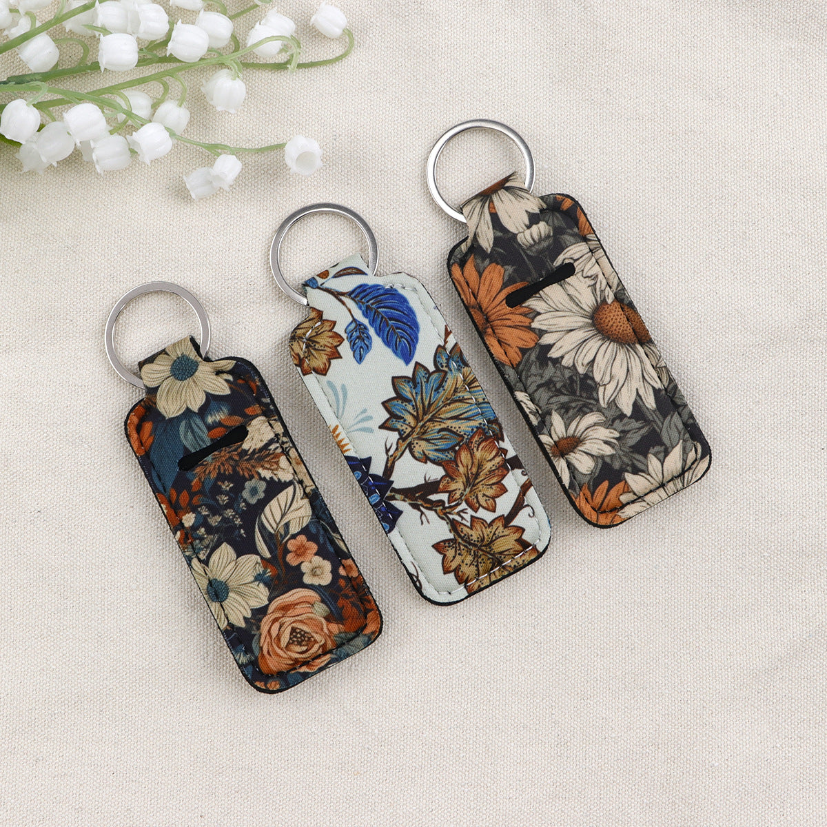 Wholesale 6pcs Flower Lipstick Case Keychain