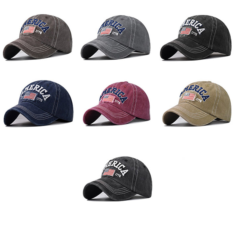 Wholesale  washed hole flag embroidered baseball cap