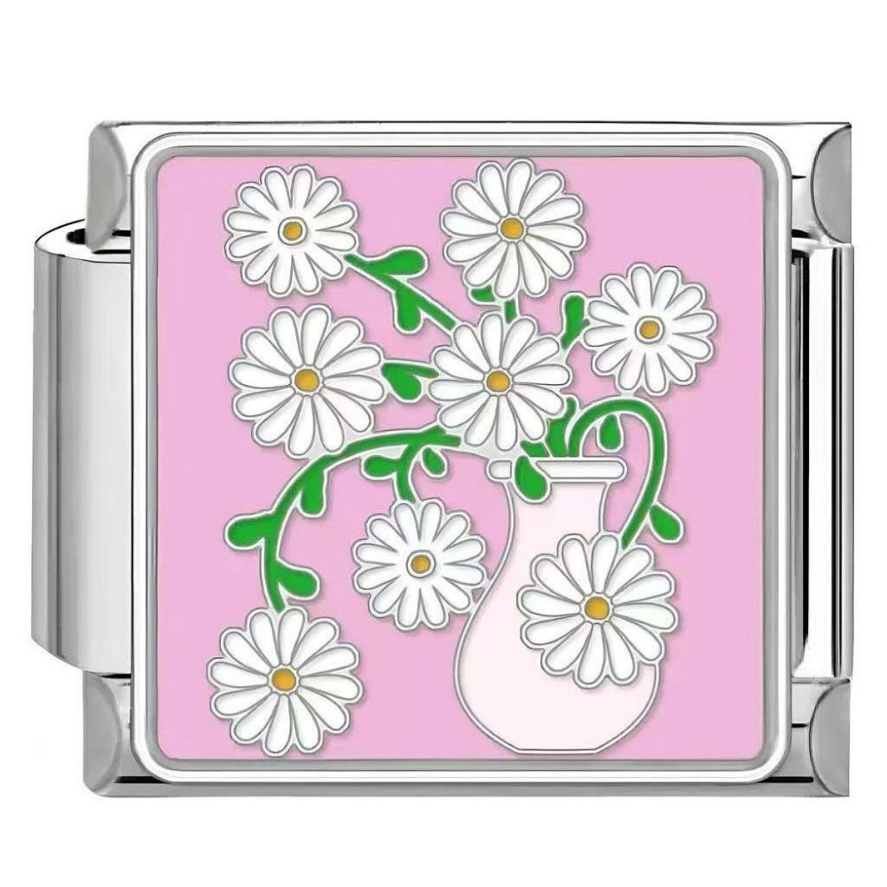 Wholesale DIY modular bracelet with floral pattern,  original design,  Italian Charms Bracelet