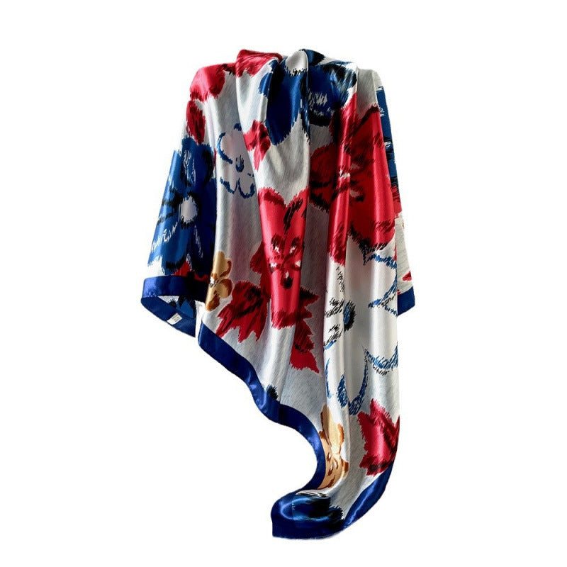 Wholesale 90cm satin printed large square silk scarf