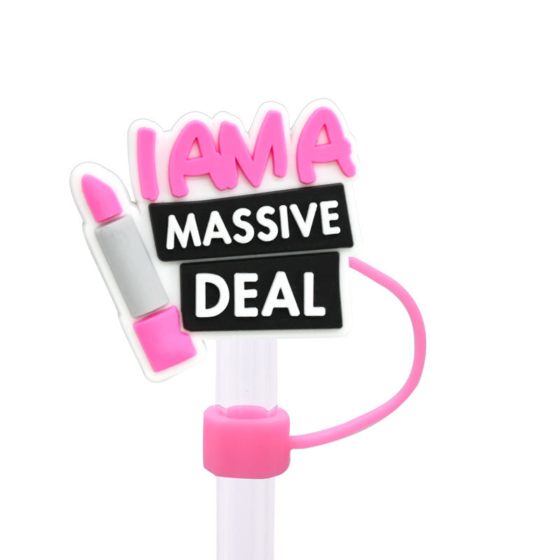 Wholesale Random 100pcs Pink Bad Girl Series 8/10mm PVC Soft Straw Tube Cap