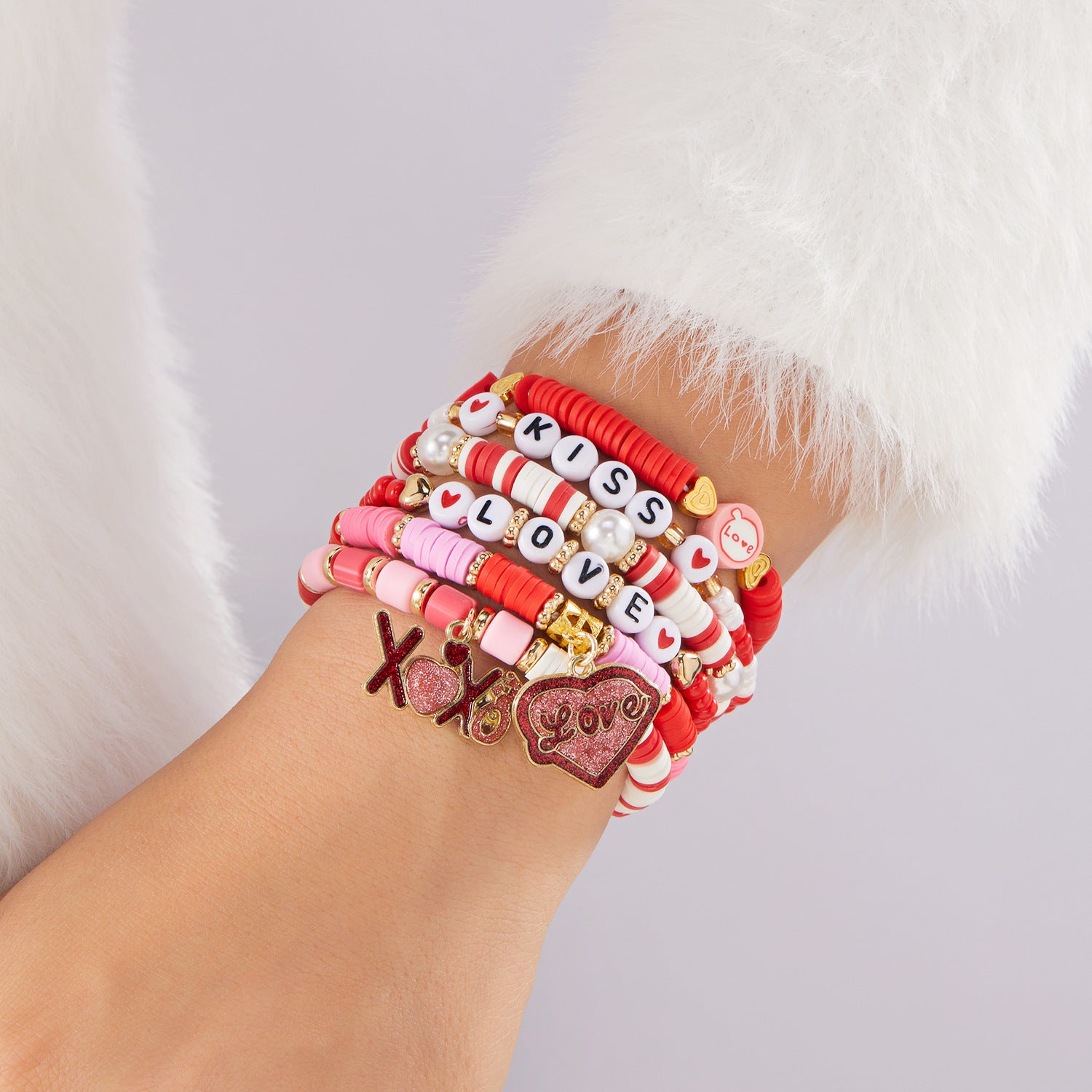 Wholesale Valentine' s Day Elastic Multi-Layered  Bracelet