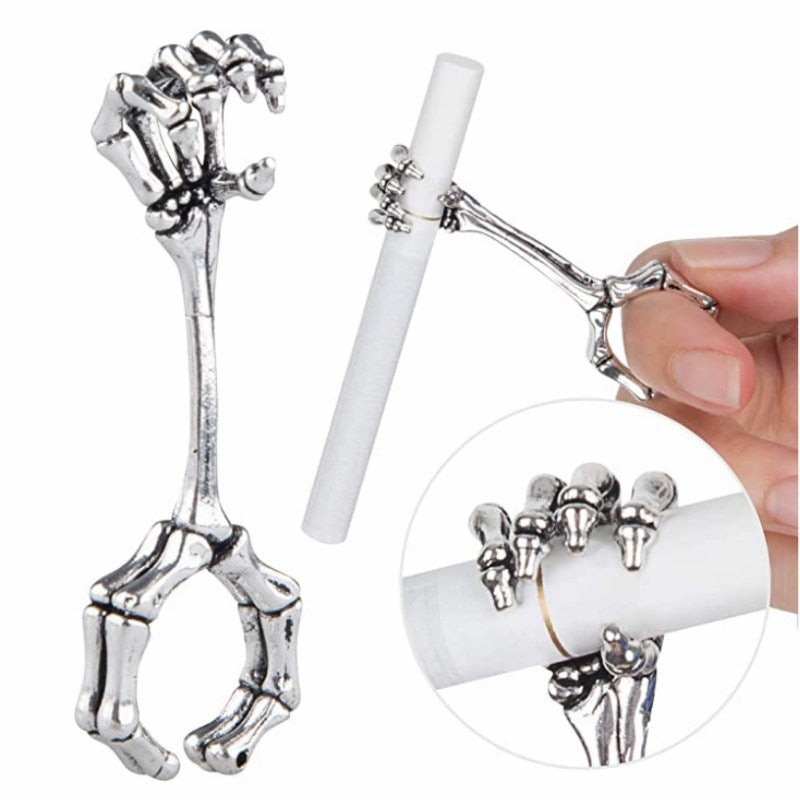 Wholesale Hand bone holder skull pattern ring holder with adjustable opening
