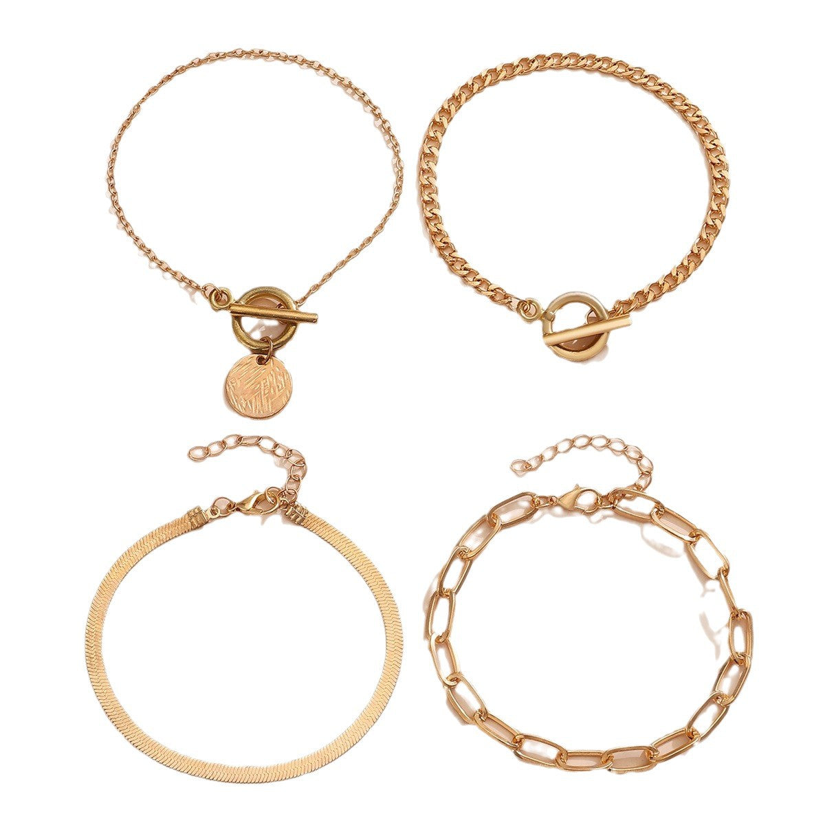 Wholesale Zinc Alloy Multilayer Chain Bracelet Set - Trendy Women' s Fashion Accessory for Everyday Wear