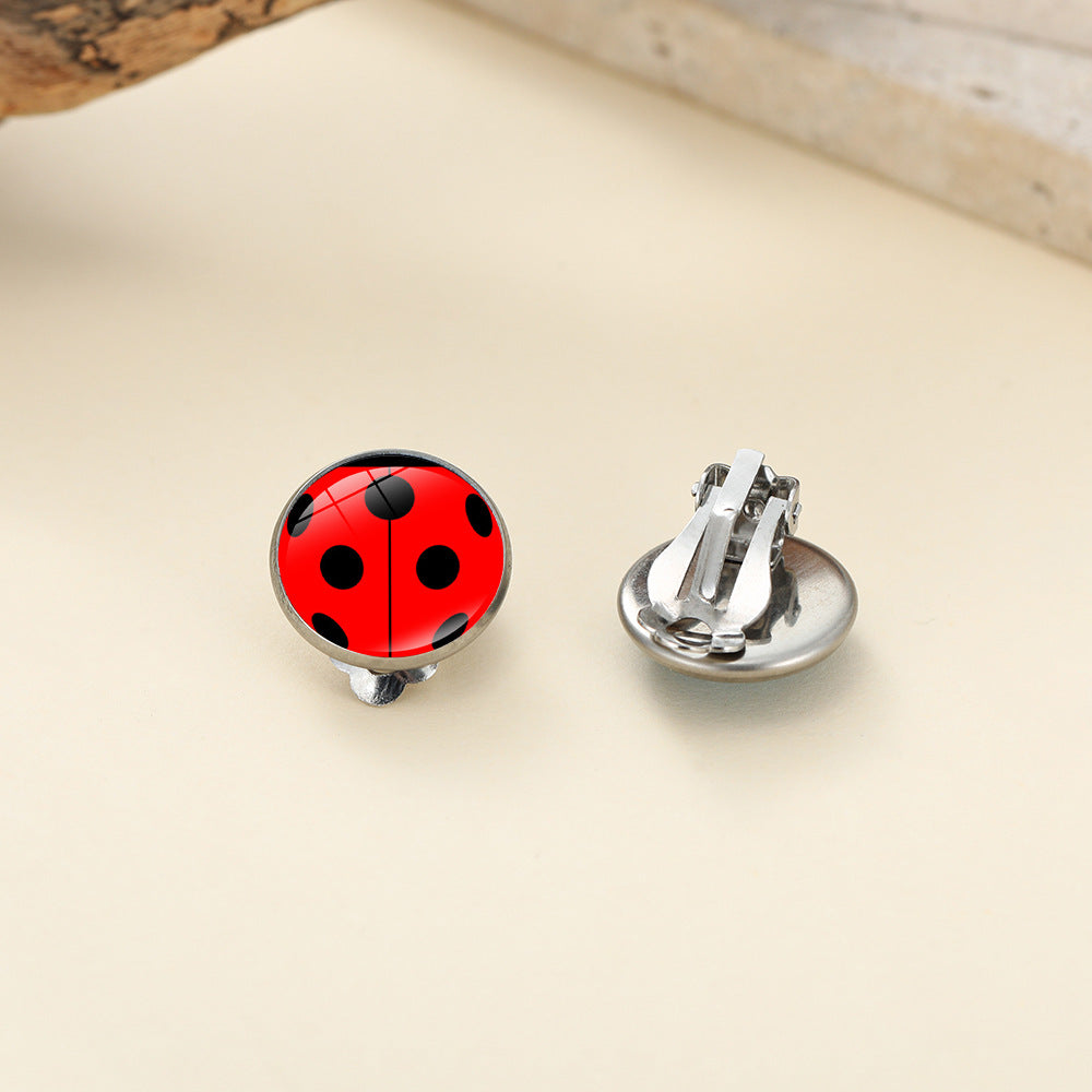 Wholesale Ladybug Polka Dot Cartoon Ear Clip Anime Earrings