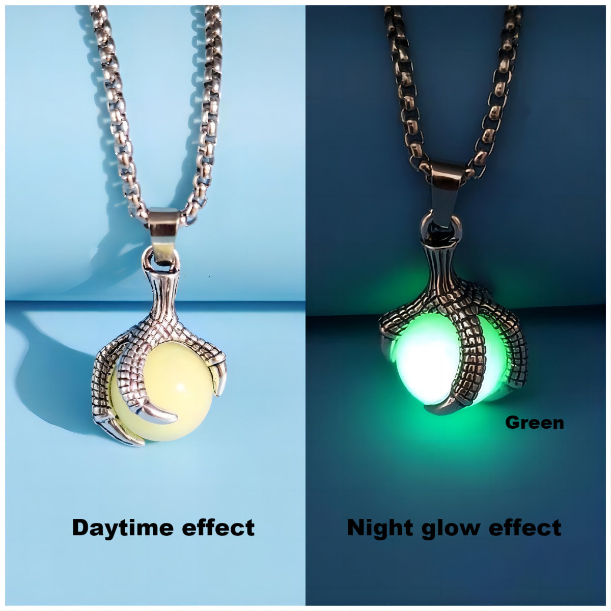 Wholesale Vintage Dragon Luminous Magic Eye Eagle Claw Men' s Necklace