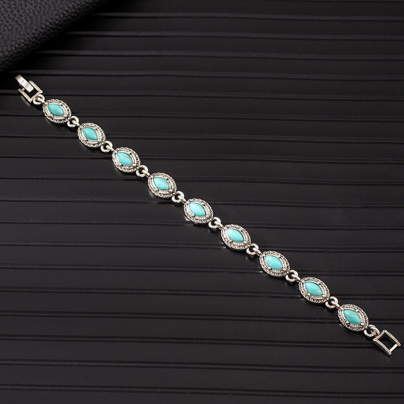 Wholesale Boho Ethnic Turquoise Bracelet Alloy Rhinestone Jewelry Accessory for Women