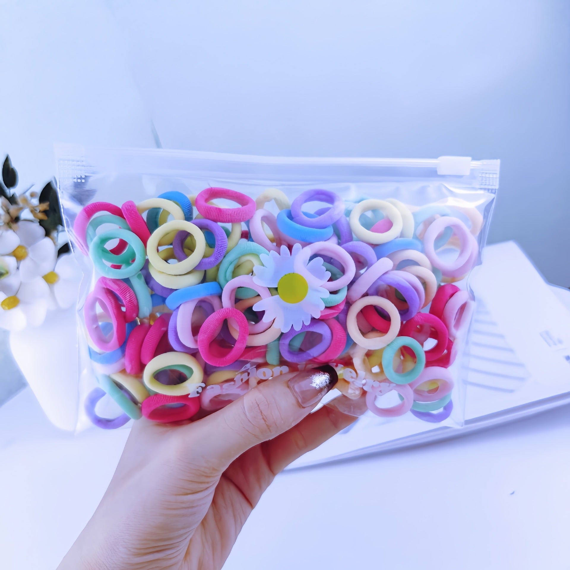 Wholesale 100pcs Children's Hair Tie Rubber Band Towel Ring Small Hair Scrunchies  ACC-HS-Mengz003