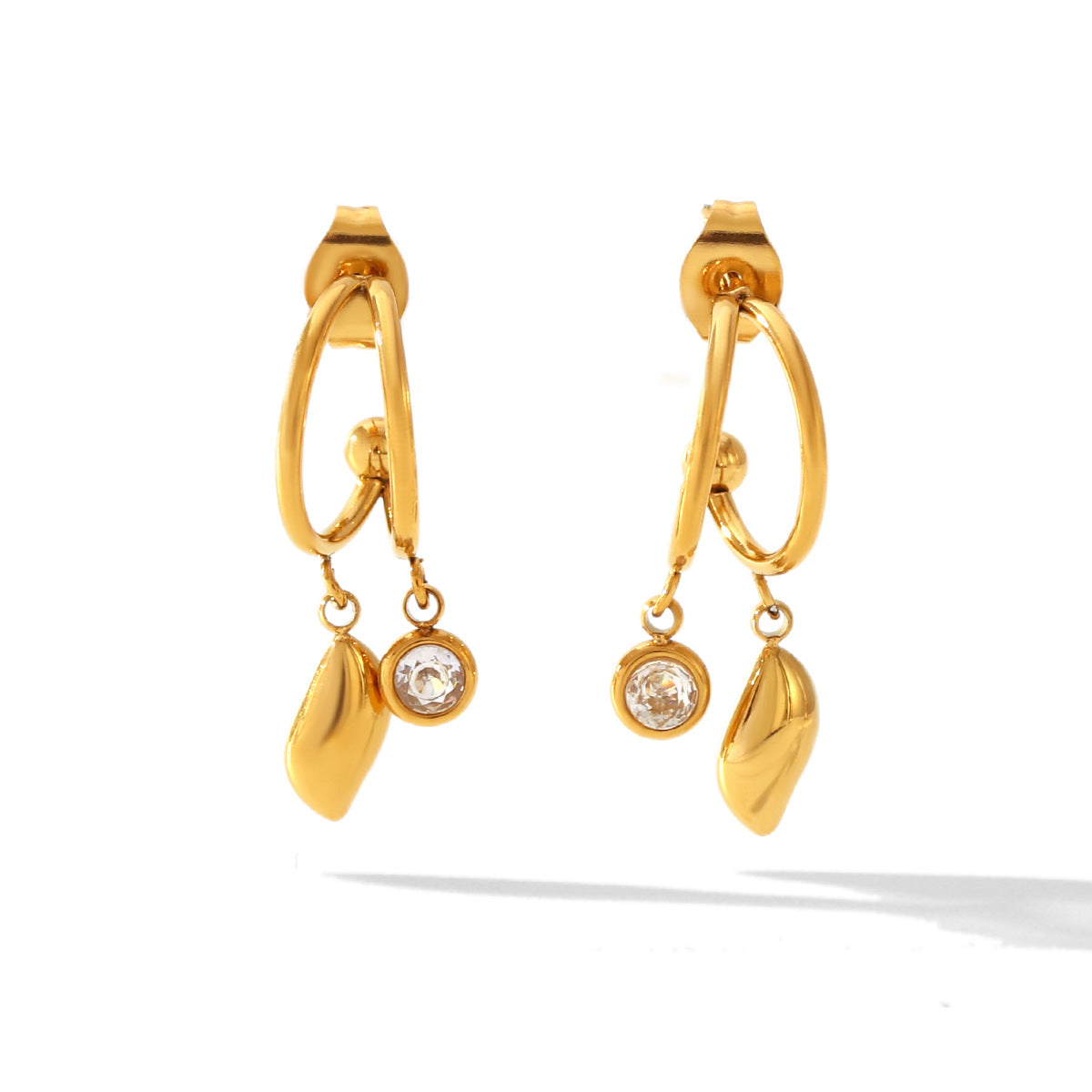 Wholesale Stainless Steel 18K Gold Plated Earrings Geometric Shaped Diamond Irregular Earrings