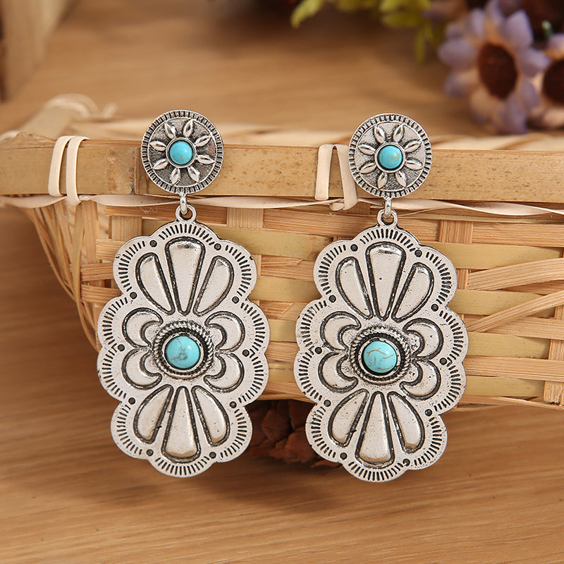 Wholesale  lace alloy turquoise earrings