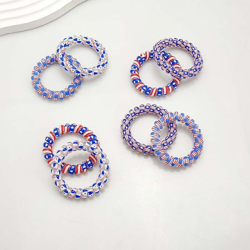 Wholesale American Flag Phone Wire Hair Tie Hair Scrunchies Independence Day ACC-HS-MengKa001