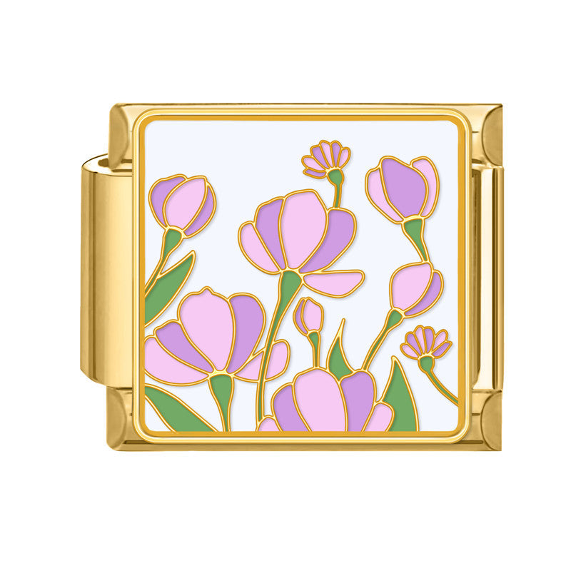 Wholesale 9mm Italian Charm Starter Bracelets DIY Flower Series Stainless Steel Composable Bracelet