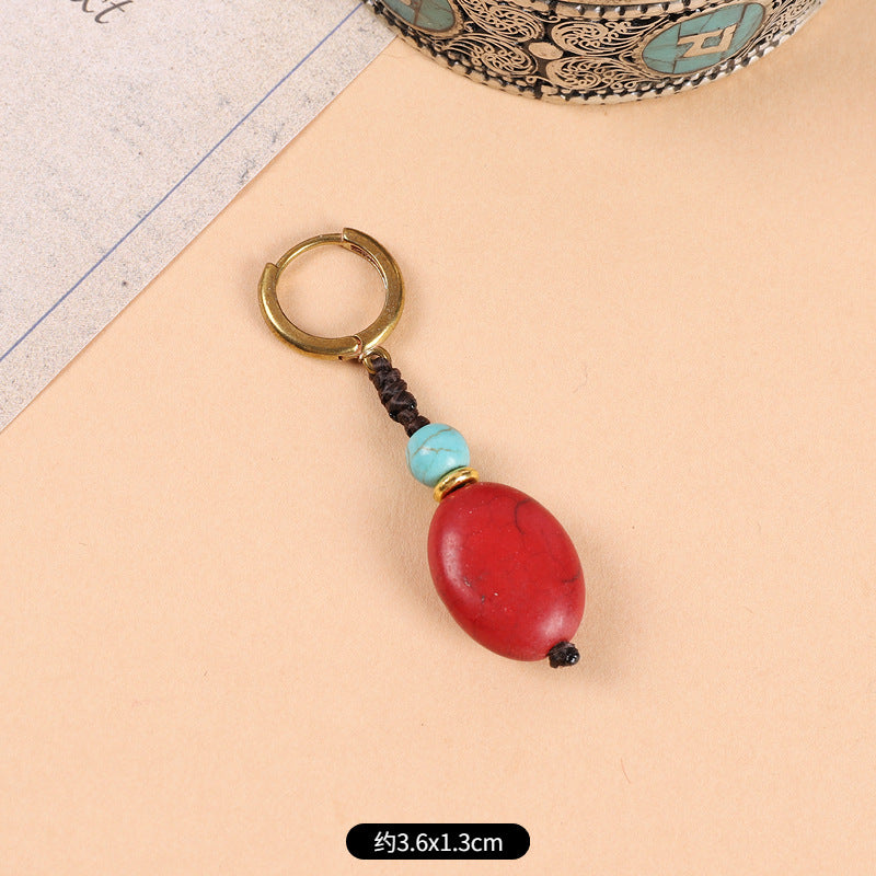 Wholesale Woven Turquoise Ethnic Style Earrings Handmade Vintage Jewelry Accessory Gift