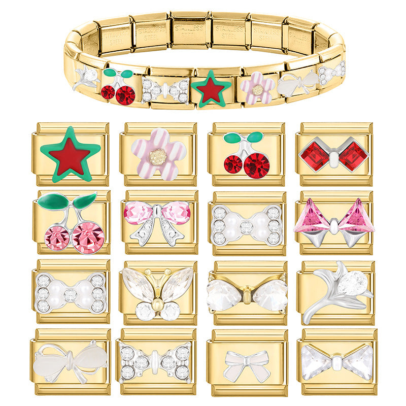 Wholesale Italian Charm Bracelet 9mm DIY Gold Base Colorful  Stainless Steel Composable Bracelet