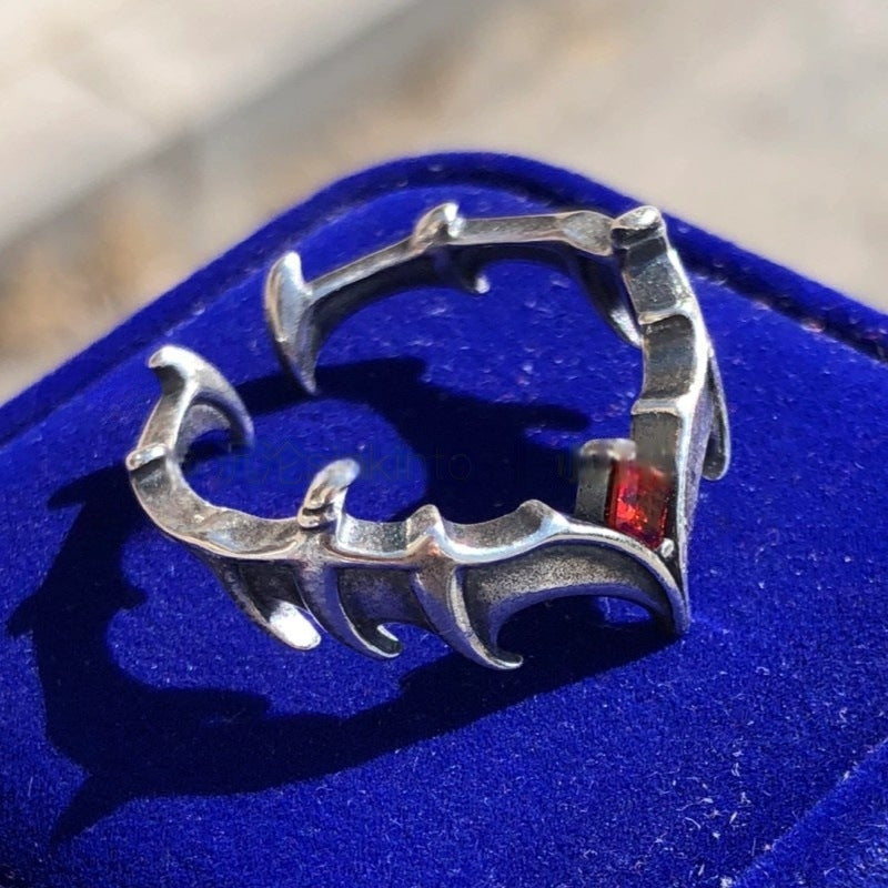 Wholesale  Retro Zinc Alloy Red Diamond Open Ring