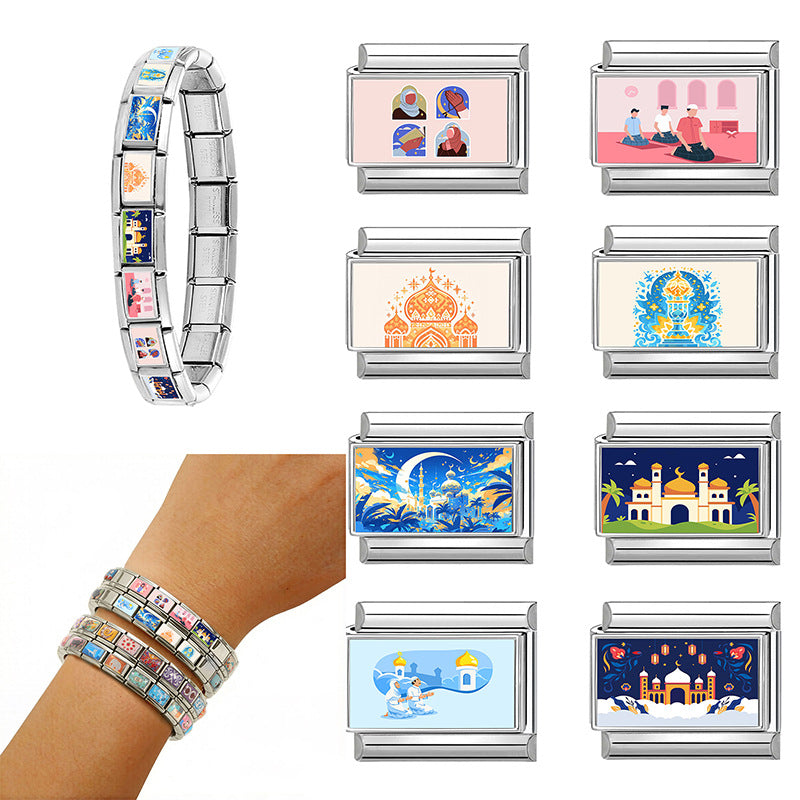 Wholesale Italian Style DIY Bracelet Charms - Stainless Steel Painted Festive Elements Fashion Accessory for Resale
