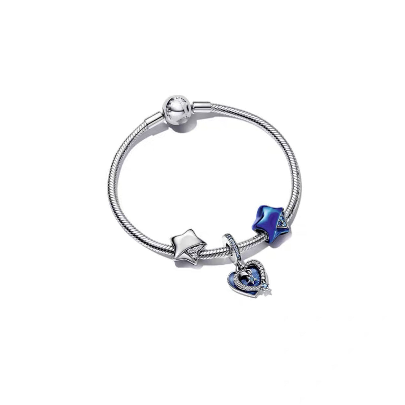 Wholesale S925 Sterling Silver Blue Ocean Star Language Star Valentine's Day Bracelet