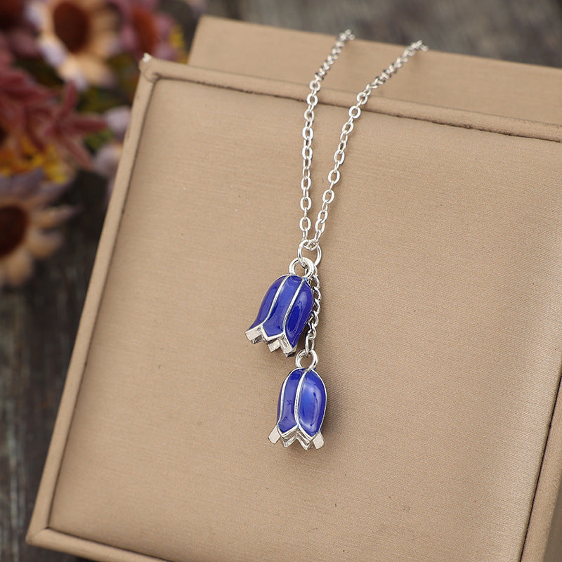 Wholesale Bohemian Vintage Hyacinth Epoxy Alloy Pendant Necklace