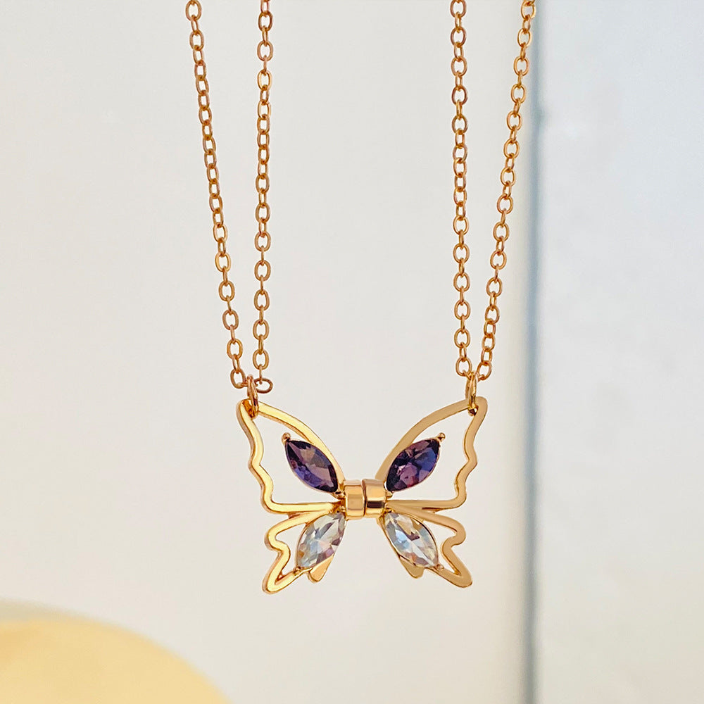 Wholesale Creative Magnetic Attraction Hollow Butterfly Pendant Necklace