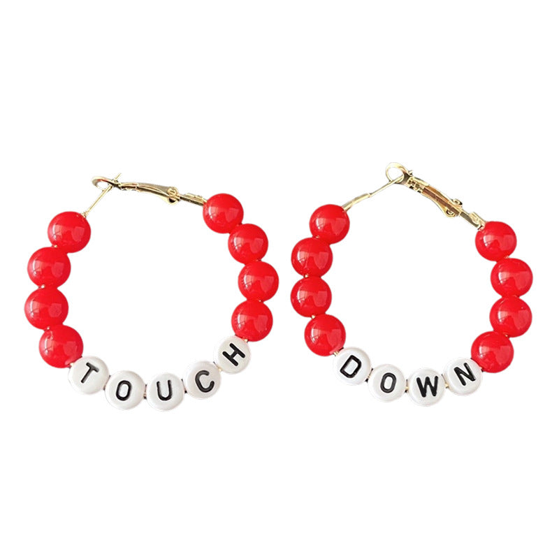 Wholesale 2 pairs/pack  Rugby Season Cheerleading Family Multicolor Bead Earrings