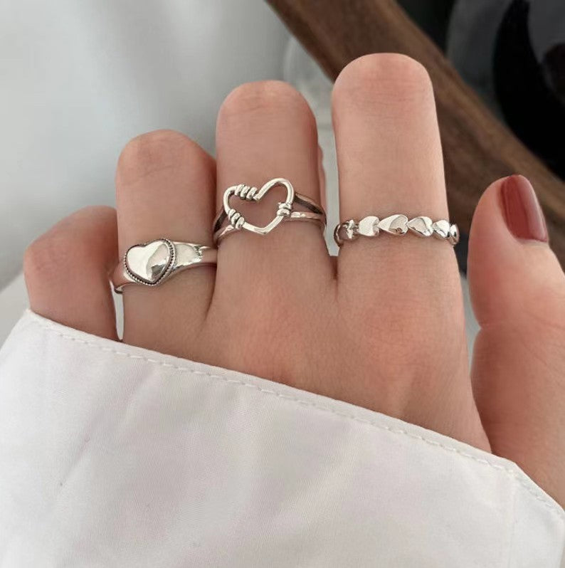 Wholesale love hollow butterfly ancient silver joint ring