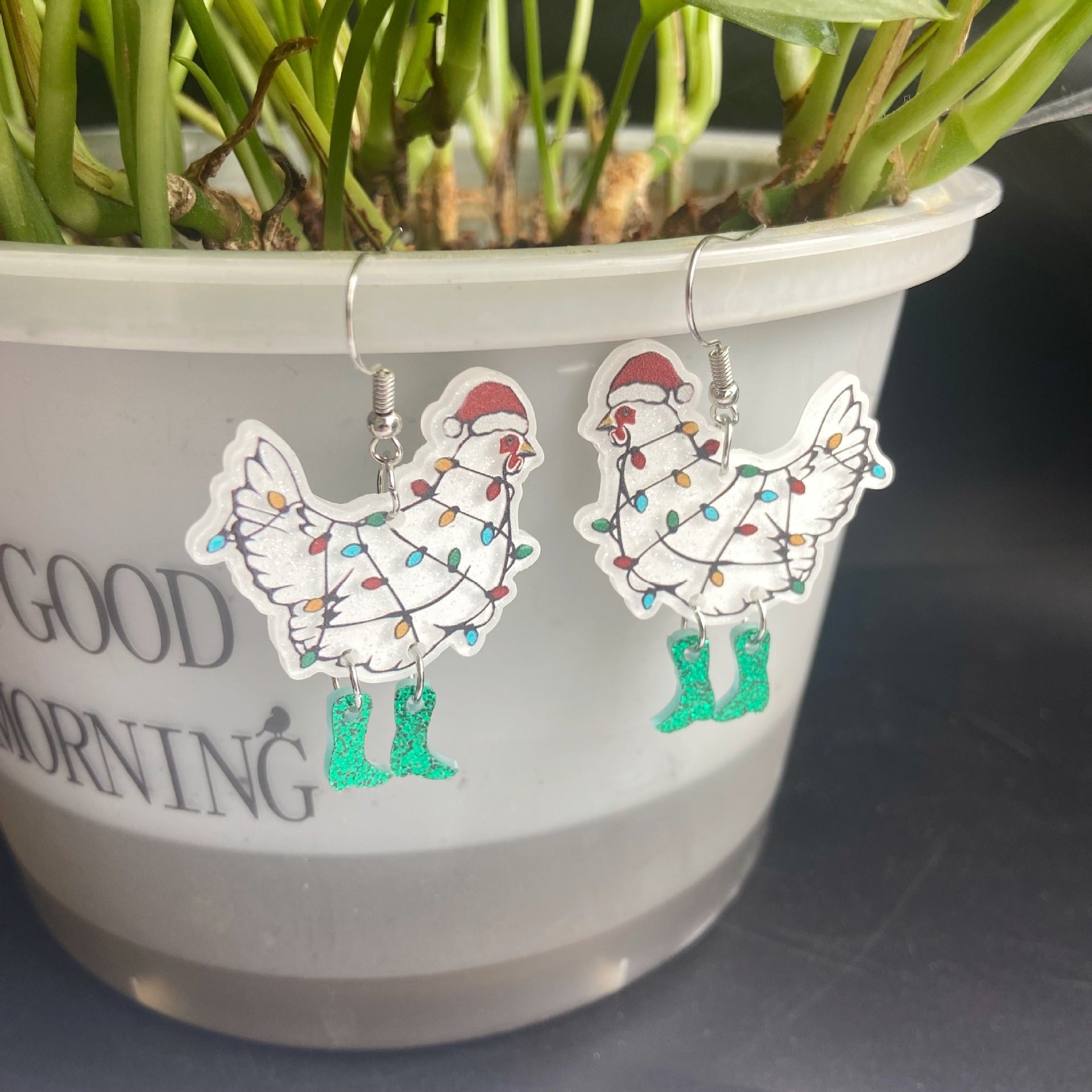 Wholesale Christmas Colorful Rooster Acrylic Earrings