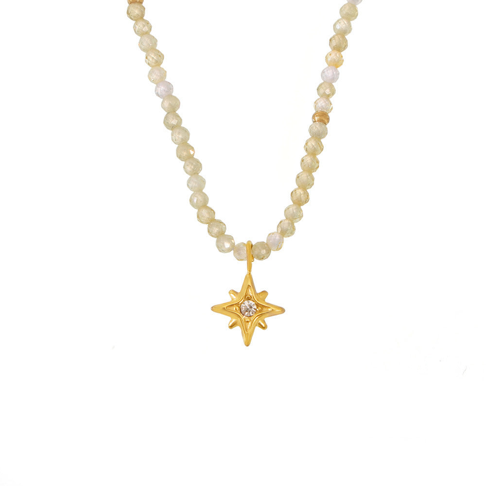Wholesale Stainless Steel Electroplated Eight-Pointed Star Pendant Necklace Light Luxury Jewelry Accessory for Women