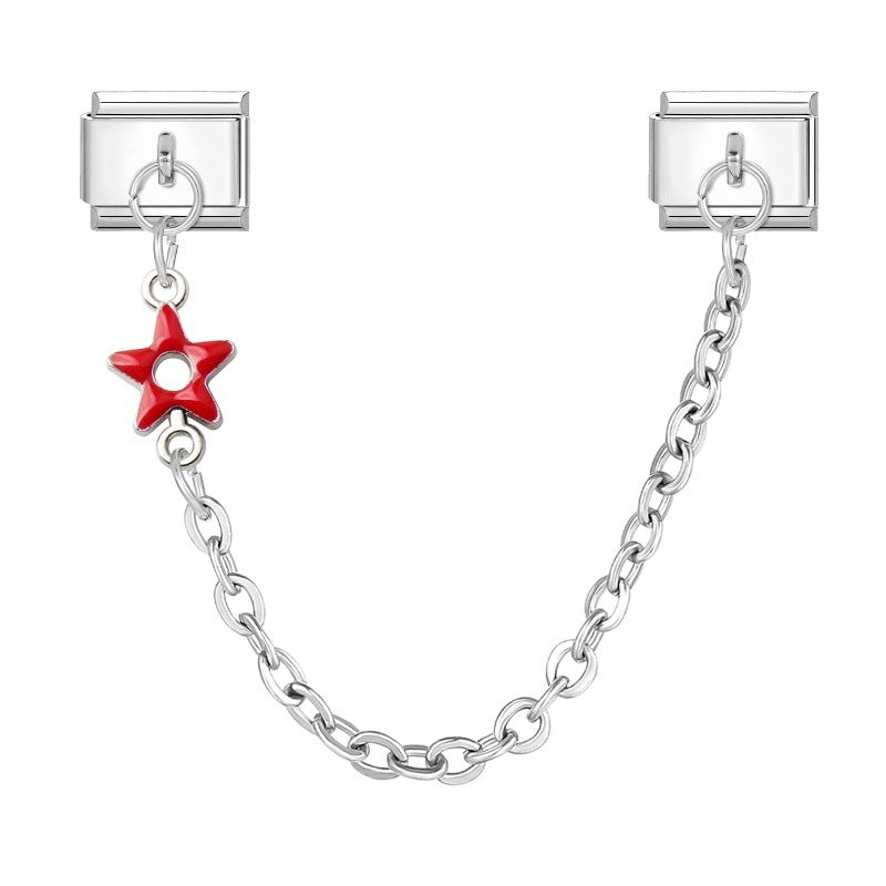 Wholesale 2PCS 9mm Italian Charm Starter Bracelets DIY Double Hanger flower Stainless Steel Composable Bracelet