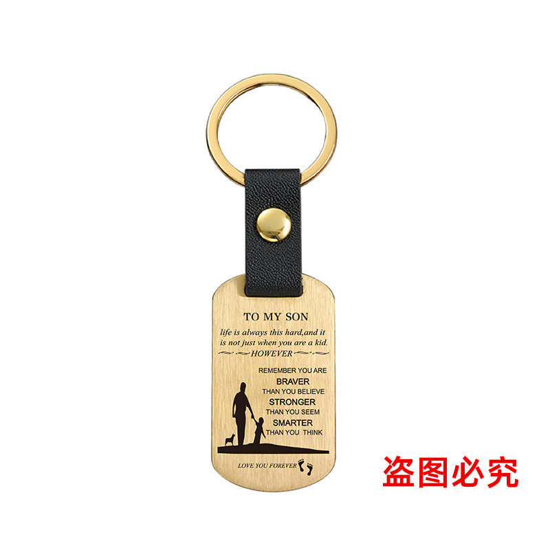 Wholesale Family Gift for Son Metal Leather Keychains ACC-KC-GangGu031