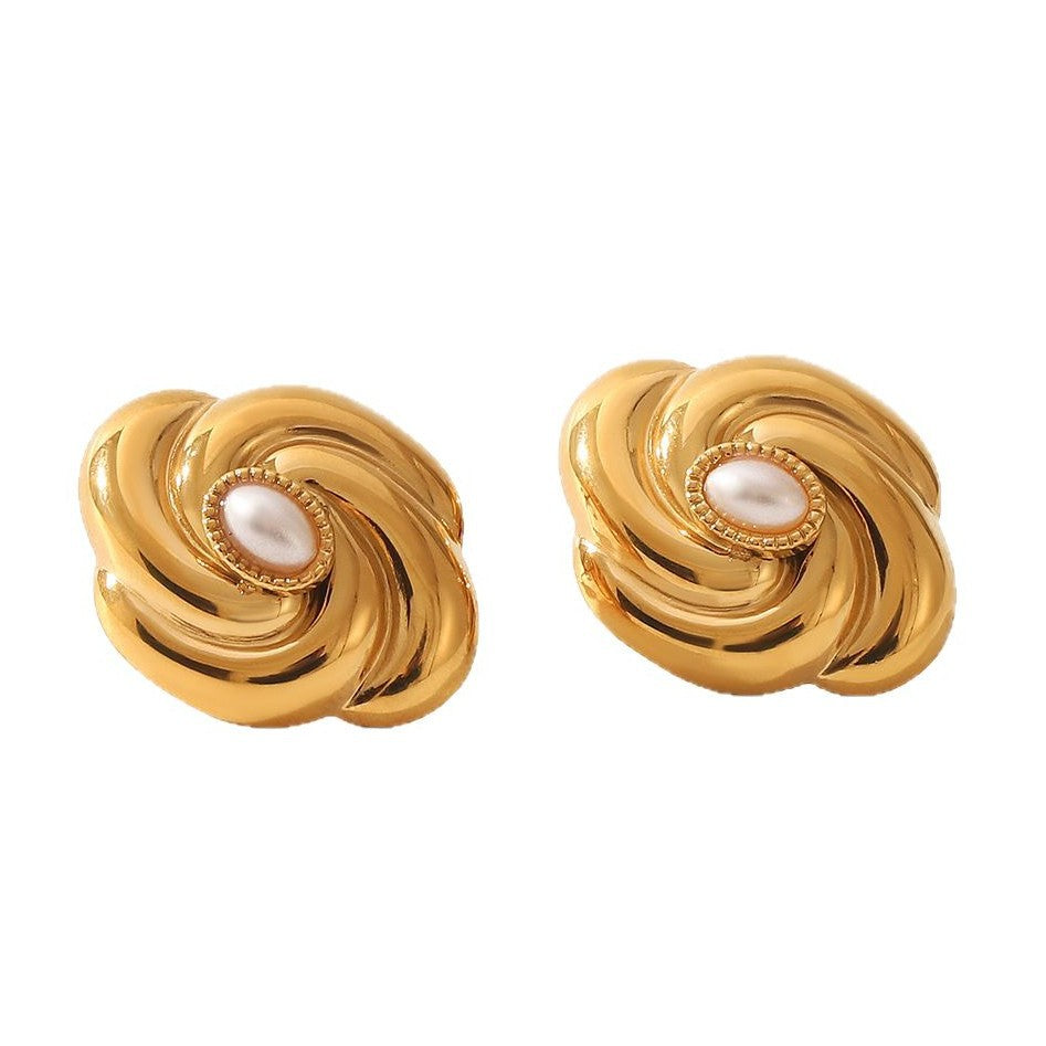 Wholesale  Stainless Steel 18K Gold Thread Flower Earrings