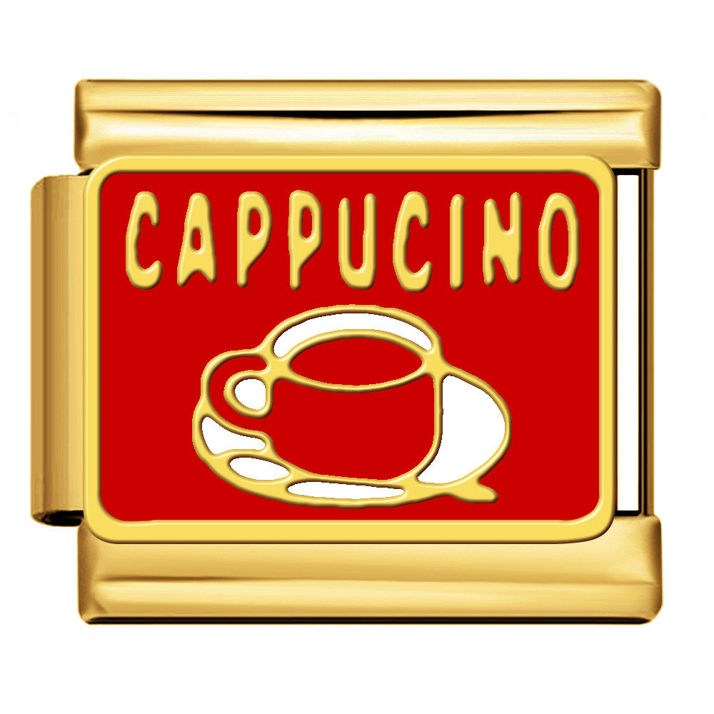 Wholesale   Italian Charm Bracelet 9mm DIY gold-plated oil-spliced Creative Stainless Steel Composable Bracelet