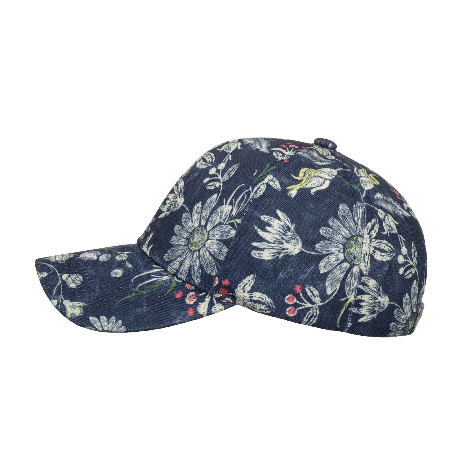Wholesale Dark Blue Floral Print Baseball Cap Curved Brim Breathable Casual Hat For Outdoor Spring And Autumn