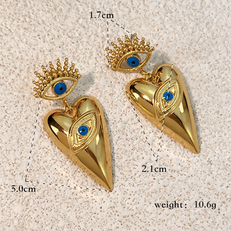 Wholesale 18k gold stainless steel oil drop devil' s eye love pendant jewelry earrings
