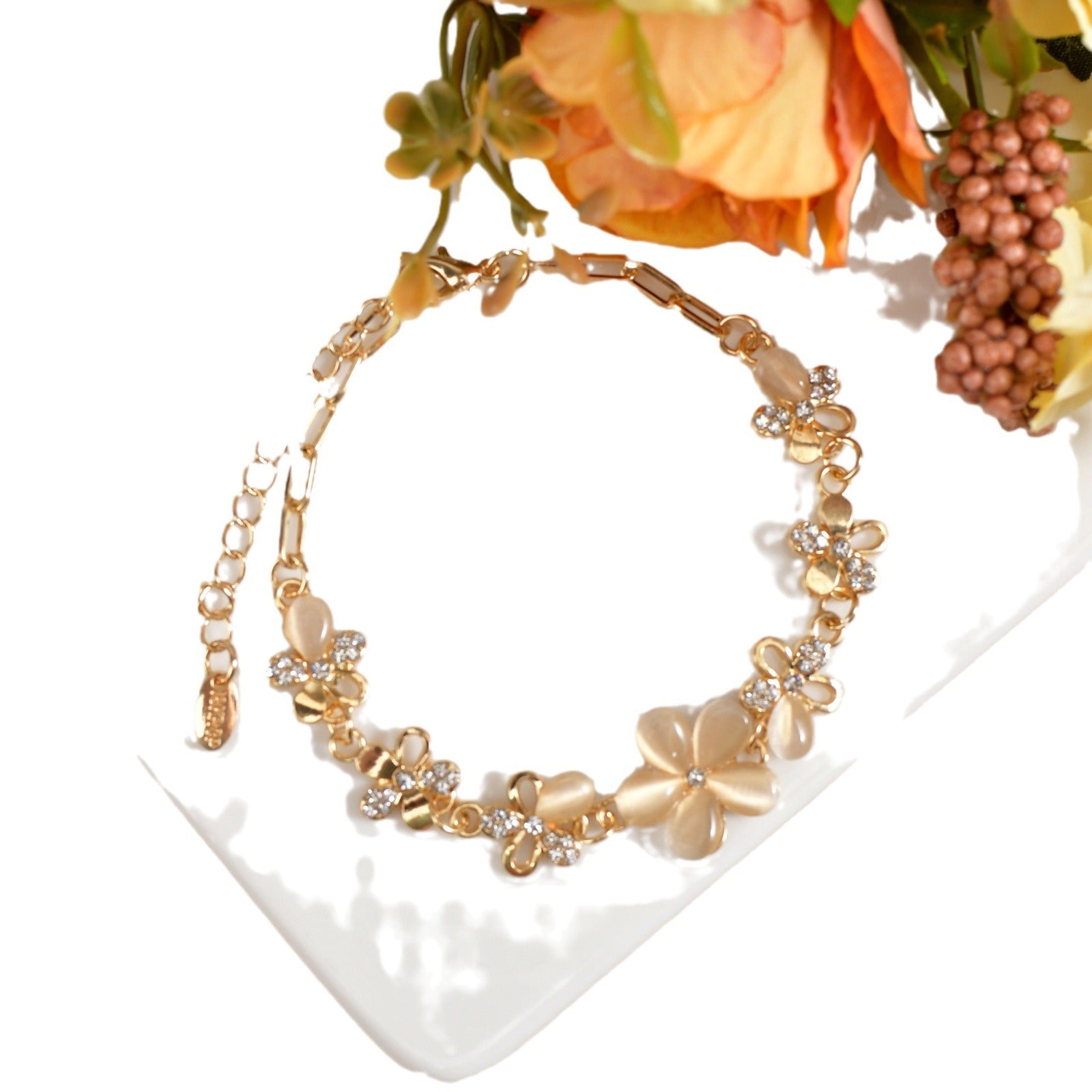 Wholesale Flower Diamond Adjustable Bracelet