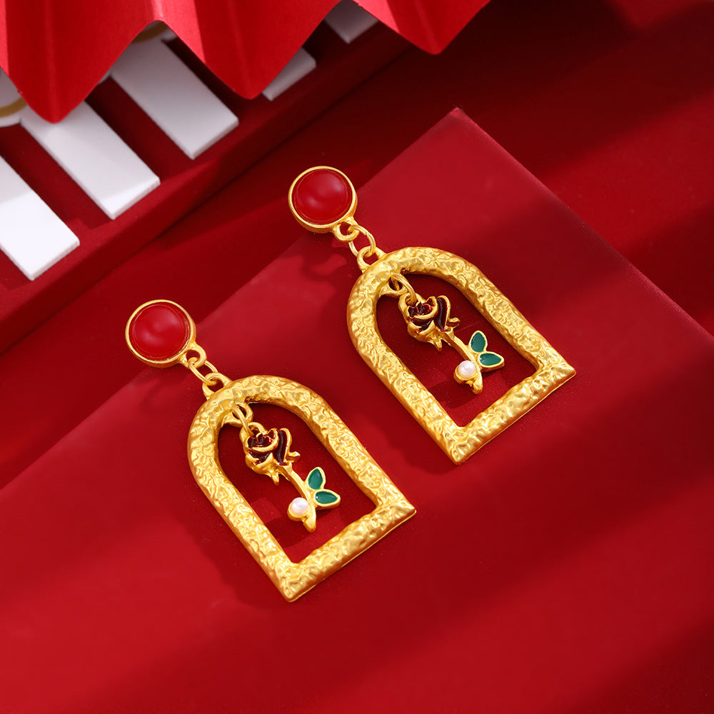 Wholesale Vintage gold flower earrings