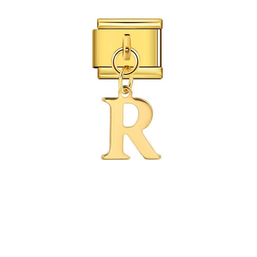 Wholesale Italian Charm Bracelet 9mm DIY Gold Simple Letter Creative Stainless Steel Composable Bracelet