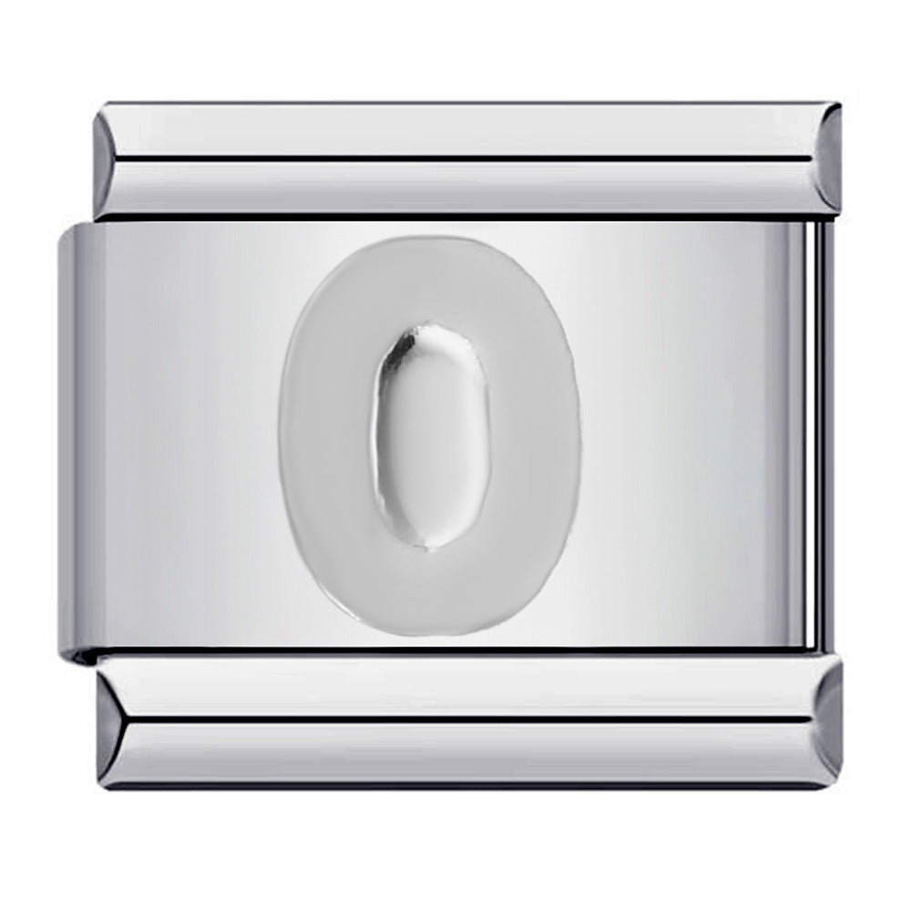 Wholesale Italian Charm Bracelet 9mm DIY Splicing Removable Silver Concave Letters Stainless Steel Composable Bracelet