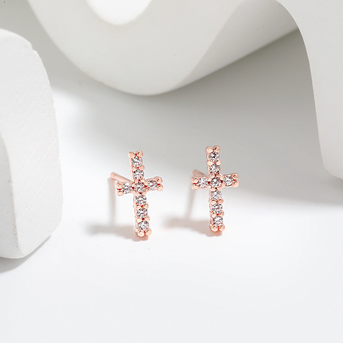 Wholesale S925 earrings ear bone full diamond zircon cross earrings