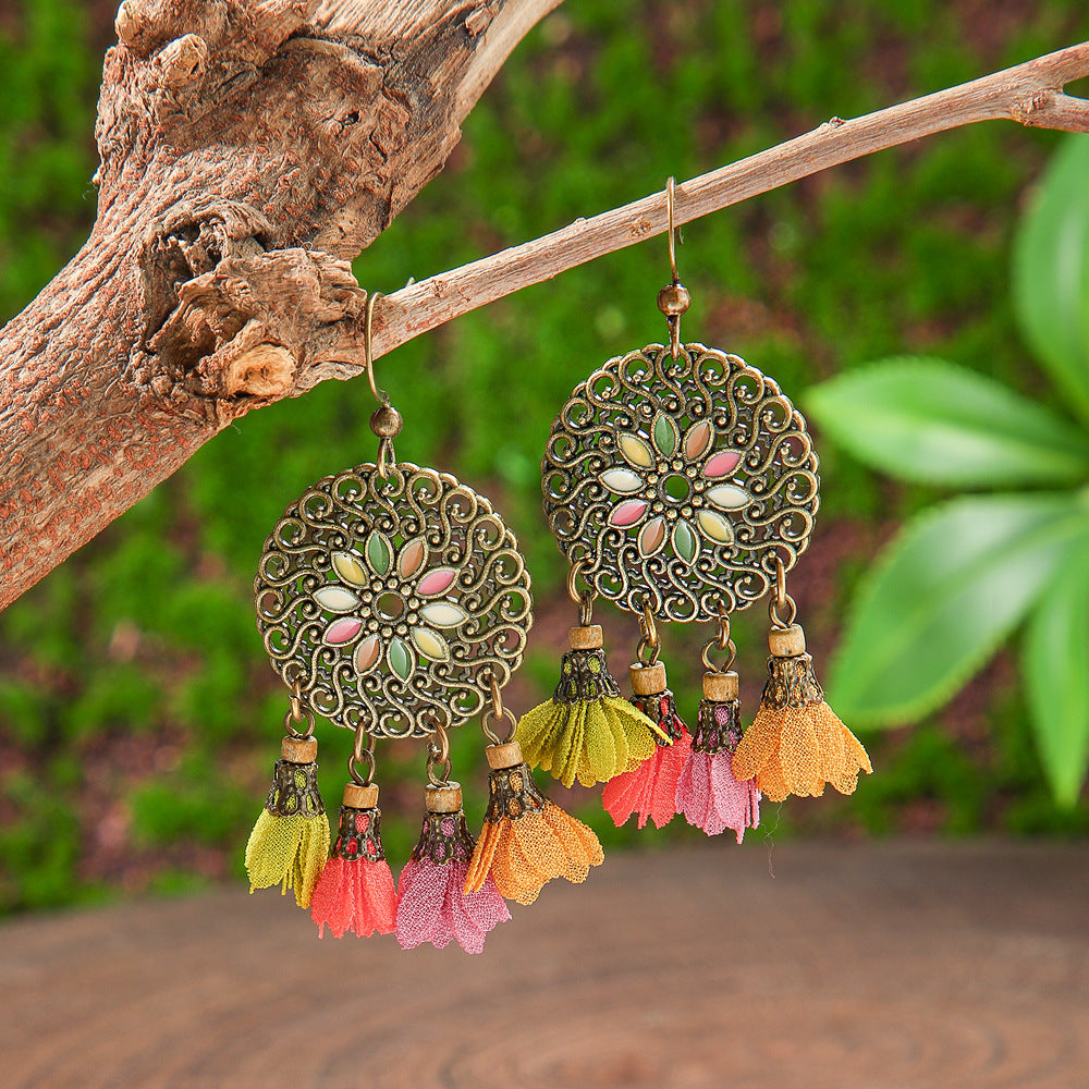 Wholesale Bohemian Tassel Earrings,  Handmade Beaded Alloy Earrings for Seaside Vacations,  Trendy Jewelry Accessory