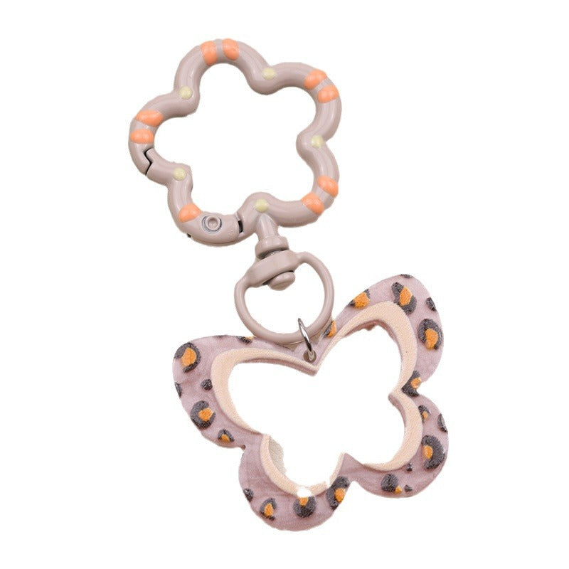Wholesale Colorful Hollow Leopard Print Butterfly Acrylic Keychains ACC-KC-DA015