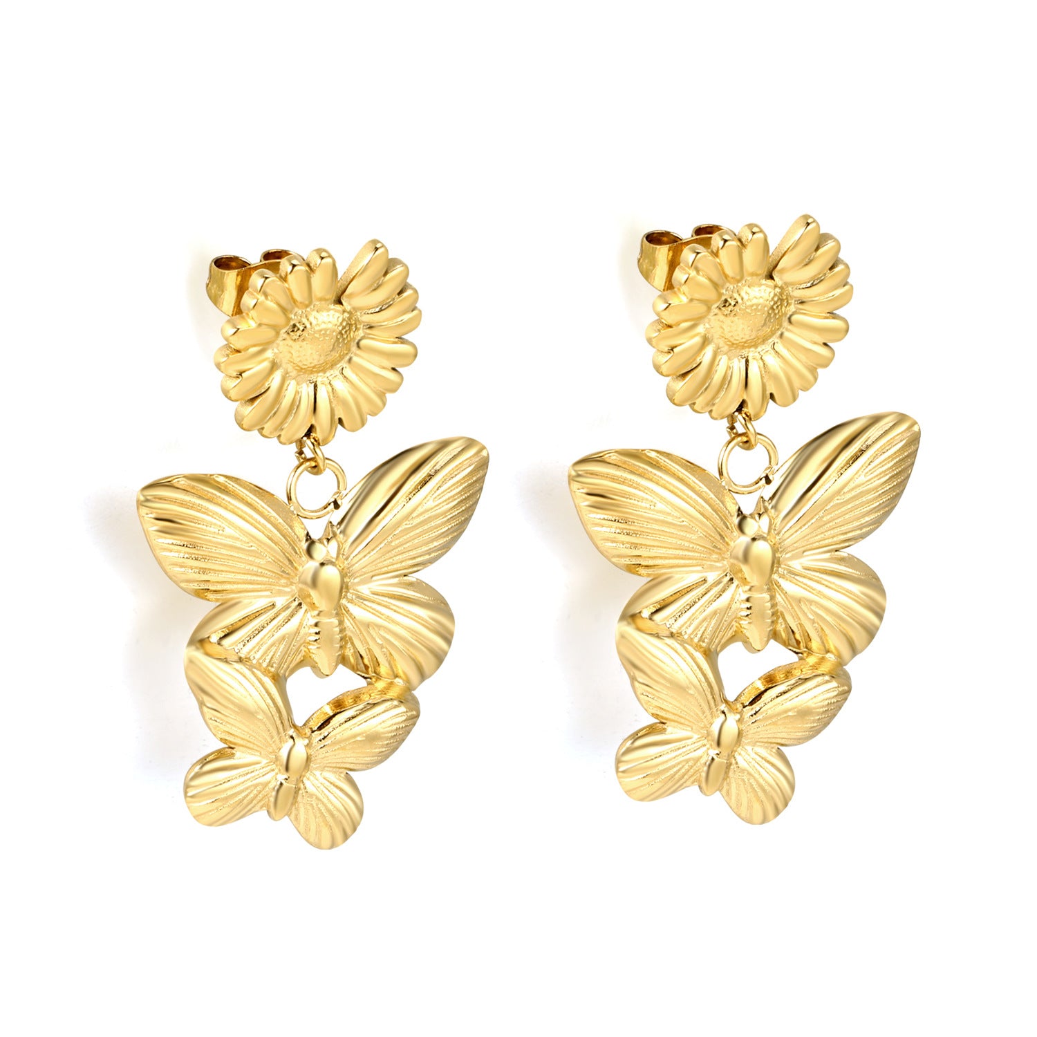 Wholesale 18K Gold Earrings  Elegant Butterfly Stainless Steel  Light Luxury  Earrings