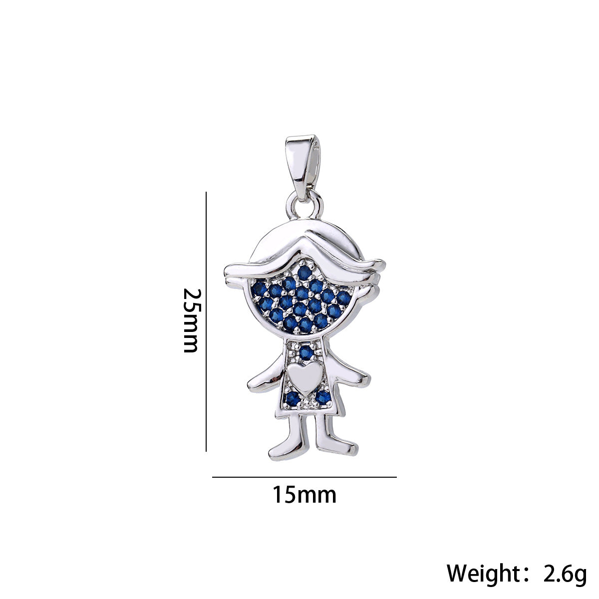 Wholesale Cute Love Heart Girl Pendant Gold Plated Brass Zircon Chic Necklace Accessory For Women