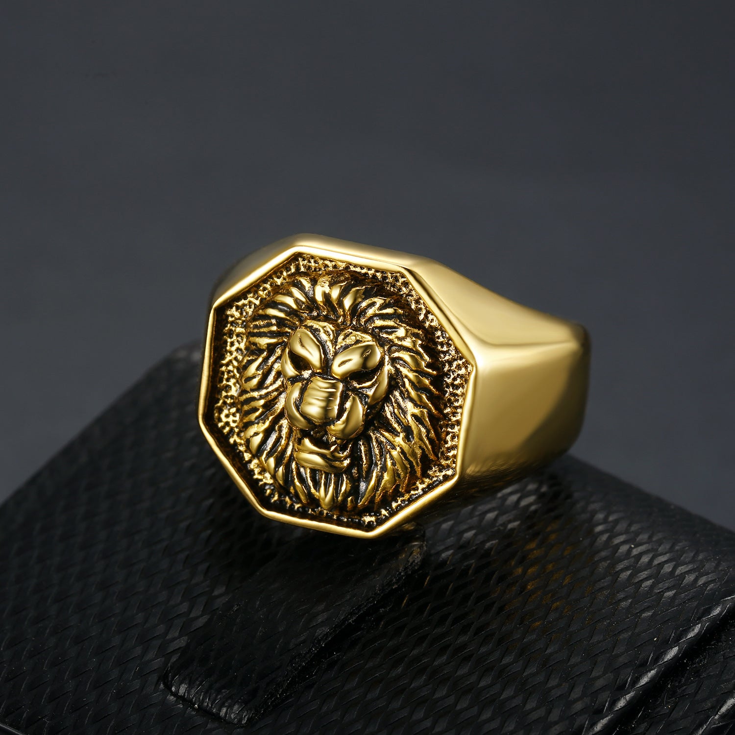 Wholesale Vintage Gold Plated Rings Sun God Lion Head Stainless Steel Rings ACC-RS-Moer005