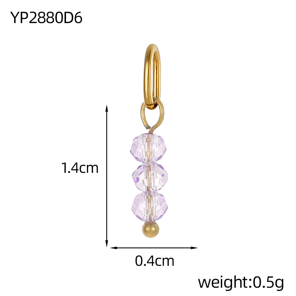 Wholesale Stainless steel with oval circle three beads beaded DIY pendant