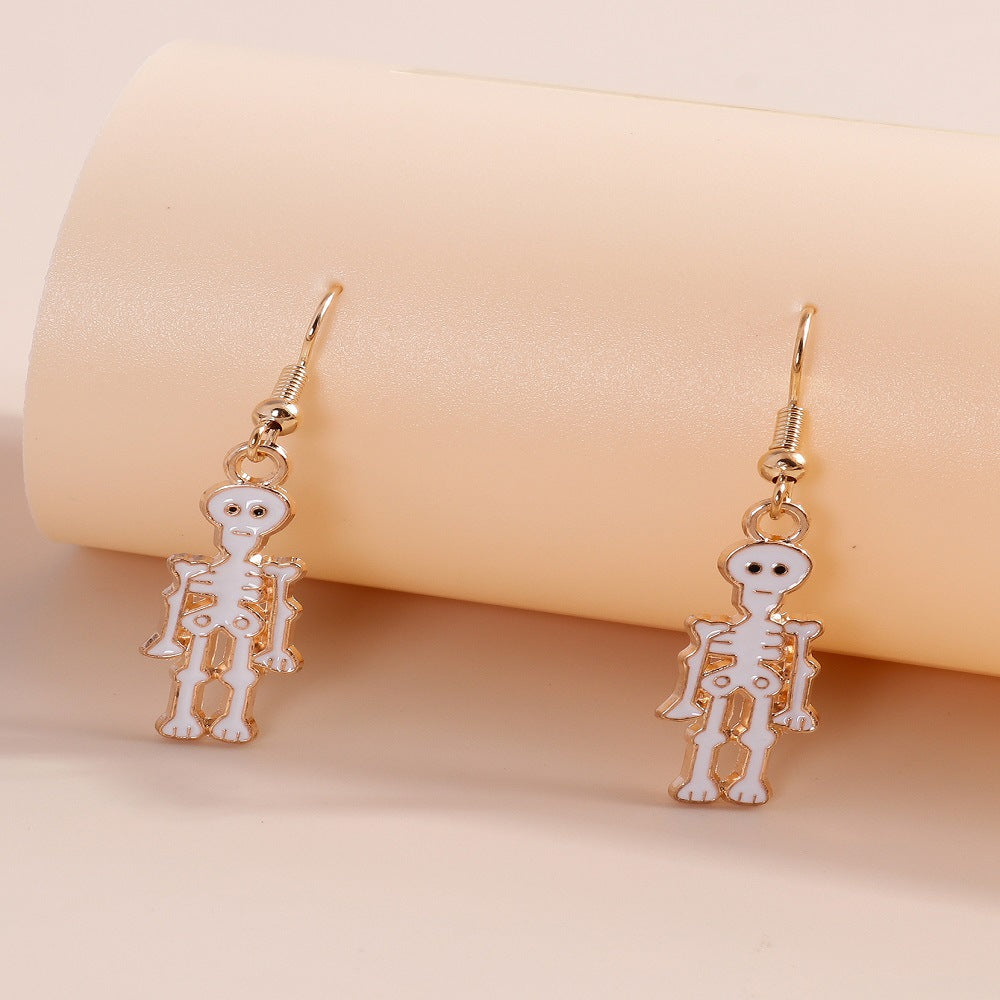 Wholesale  Skull Earrings Halloween Series Cute Funny Alloy Oil Dropping Earrings