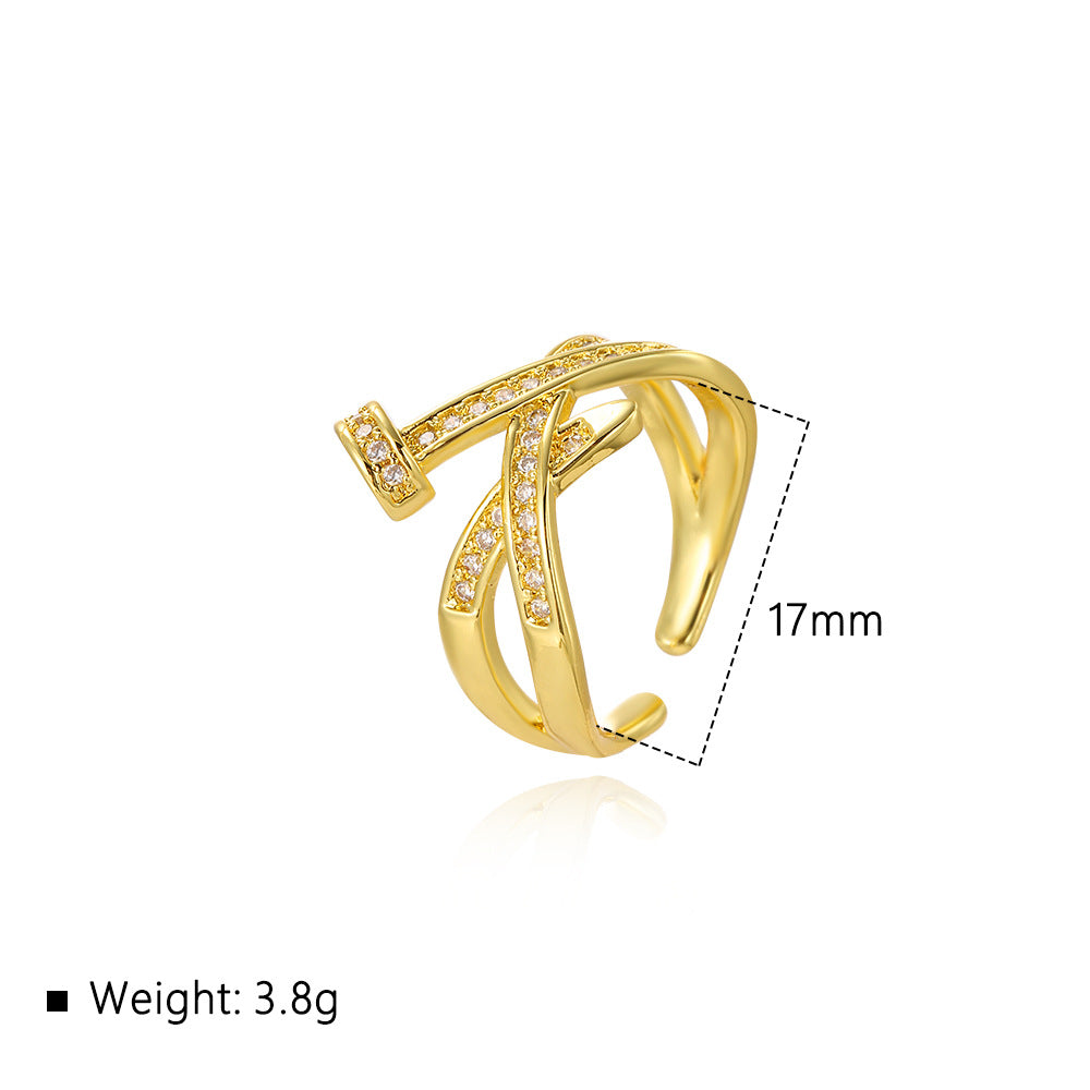 Wholesale Zircon stacking open ring