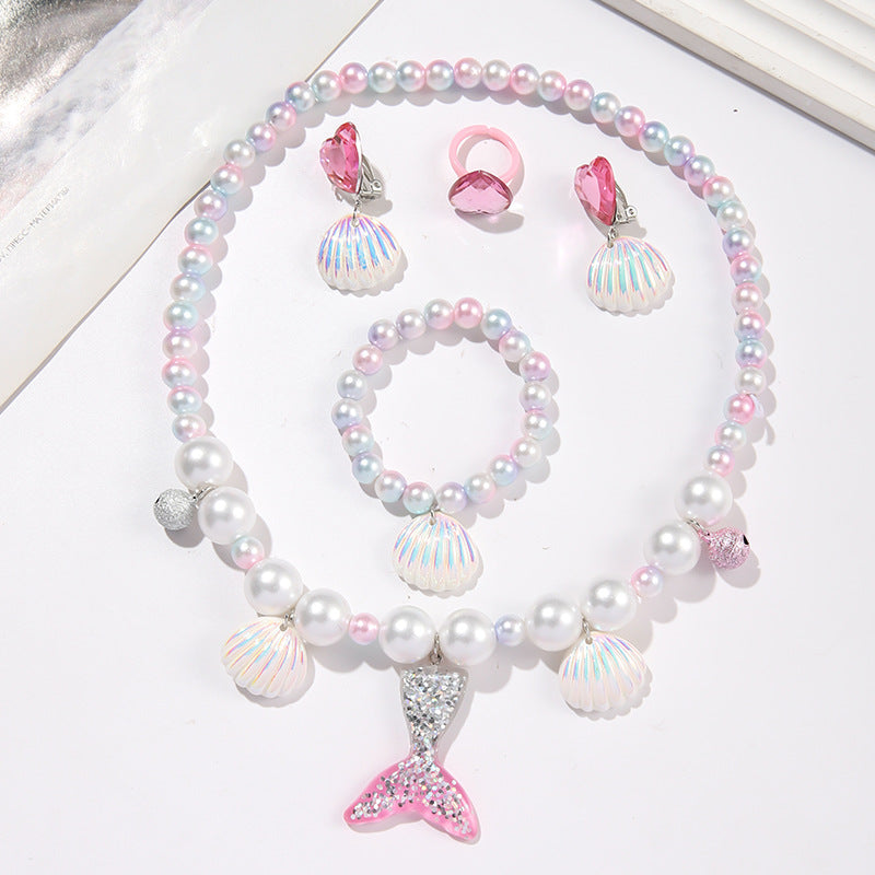 Wholesale  Children Mermaid Tail Necklace Bracelet  Jewelry suit