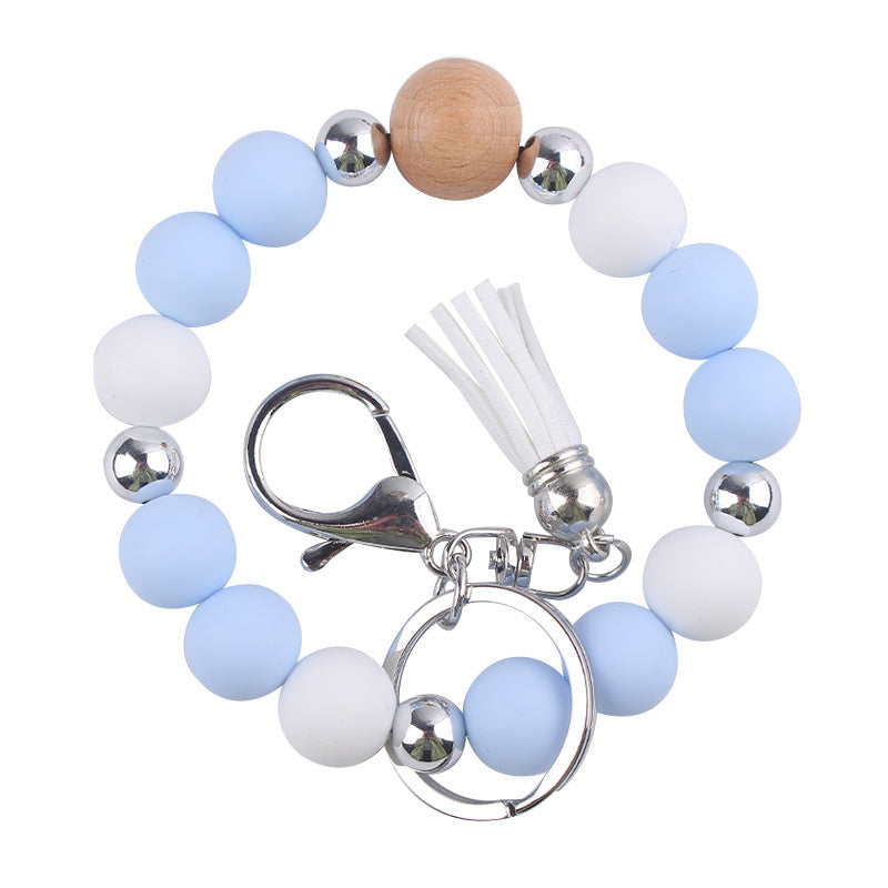 Wholesale Solid Color Silicone Beaded Wrist Keychain ACC-KC-GuangTian056